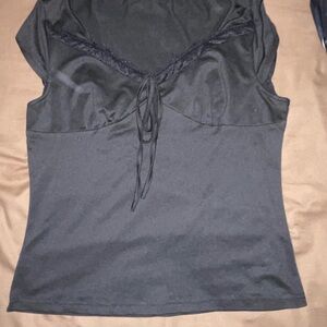 SHEIN Black Top with Lace Trim
